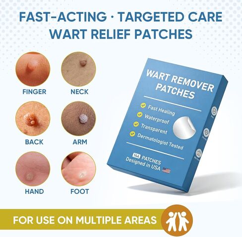 Wart Remover Patches with 40% Max Strength Salicylic Acid, Hydrocolloid Adhesive Patches for Common & Plantar Warts, Skin Bump Care – Waterproof for Feet & Fingers,144 Patches in Saudi Arabia