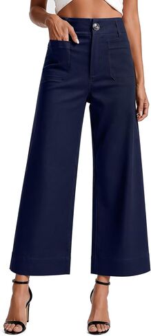 MOHHOM Women’s High Waisted Wide Leg Cropped Pants Stretchy Business Casual Work Pants with Pockets in Saudi Arabia