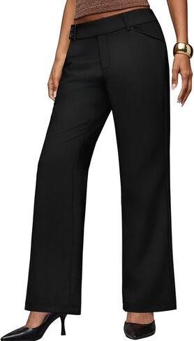 Sampeel Work Pants for Women Wide Leg Dress Pants Palazzo Business Casual Outfits Office Slacks with Pockets Button Stretchy in Kuwait