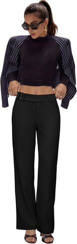 Sampeel Work Pants for Women Wide Leg Dress Pants Palazzo Business Casual Outfits Office Slacks with Pockets Button Stretchy in Kuwait