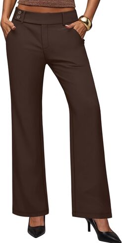 Sampeel Work Pants for Women Wide Leg Dress Pants Palazzo Business Casual Outfits Office Slacks with Pockets Button Stretchy in Kuwait
