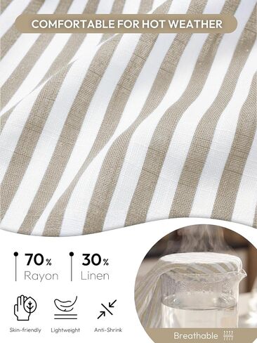 SEVEGO Tall Women 32"/34"/36" Inseam Striped Linen Pants Elastic Waist Wide Leg Pants Casual Summer Beach Trousers in Saudi Arabia