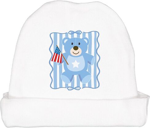 inktastic July 4th Patriotic USA Flag Bear Baby Beanie Hat in Kuwait
