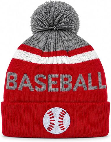 Baseball Pom-Pom Beanie Red in Kuwait