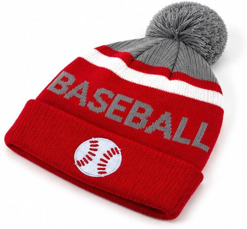 Baseball Pom-Pom Beanie Red in Kuwait