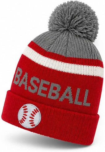 Baseball Pom-Pom Beanie Red in Kuwait
