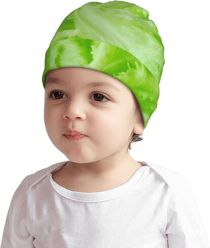 Green Lettuce Pattern Kids Beanie Hats Warm Knit Beanie Cap Skull Caps Gifts Decor for Boys Girls, Medium, White in Saudi Arabia