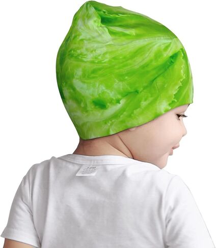 Green Lettuce Pattern Kids Beanie Hats Warm Knit Beanie Cap Skull Caps Gifts Decor for Boys Girls, Medium, White in Saudi Arabia