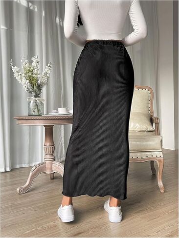 تنورة SHENHE النسائية الطويلة المرنة عالية الخصر أنيقة للخروج تنورة Bodycon Plisse in Kuwait