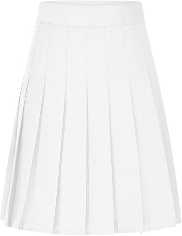Women's Pleated Midi Skirt Trendy High Waistband Knee Length A Line Skirts Summer Casual Flare Work Office Skirts in Kuwait