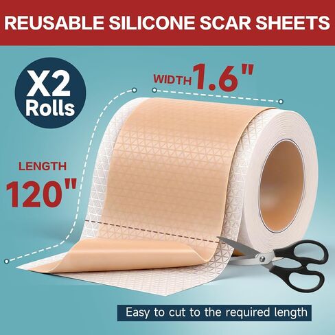 Silicone Scar Tape (1.6"x240"-6M),Silicone Scar Sheets for Scar Removal Treatment,Silicone Scar Removal Strips for Surgical,C-Section,Tummy Tuck,Keloid Scars in Kuwait