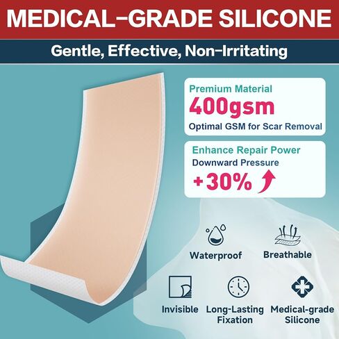 Silicone Scar Tape (1.6"x240"-6M),Silicone Scar Sheets for Scar Removal Treatment,Silicone Scar Removal Strips for Surgical,C-Section,Tummy Tuck,Keloid Scars in Kuwait