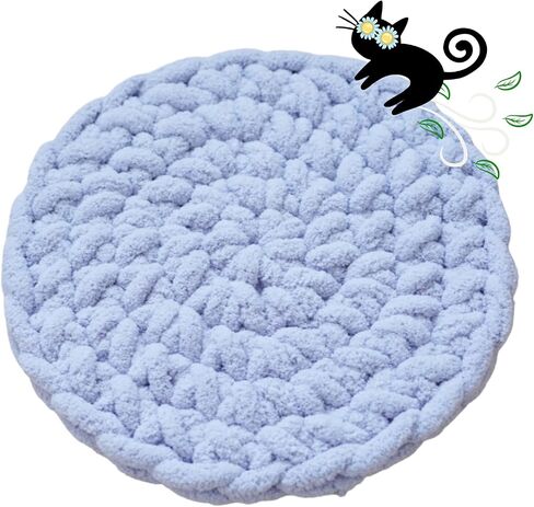 Cat Knitted Bed Mat, Extra-Soft Washable Warm Round Pads Cushions for Indoor Kittens, Cat Trees Towers, Perfect for Kneading and Sleeping (Yellow,XL) in Kuwait