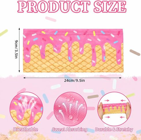 Baseball Headband Sweat‑Wicking Ice Cream Drip Design Baseball Stuff 12Pcs Soft Elastic Non‑Slip Sweatbands Team Gifts & Sports Accessories for Running Golf Football Basketball in Saudi Arabia