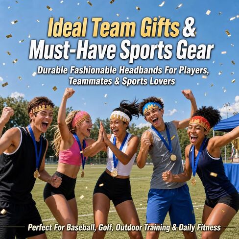 Baseball Headband Sweat‑Wicking Ice Cream Drip Design Baseball Stuff 12Pcs Soft Elastic Non‑Slip Sweatbands Team Gifts & Sports Accessories for Running Golf Football Basketball in Saudi Arabia