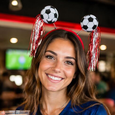 2 Pcs Soccer Elastic Headbands, Football Match Headband, Sports Themed Football Plastic Elastic Hair Accessories, Be Suitable for World Soccer Cup Party Hairband in Saudi Arabia