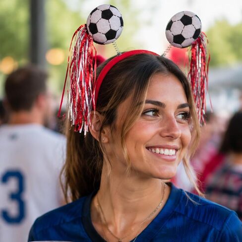2 Pcs Soccer Elastic Headbands, Football Match Headband, Sports Themed Football Plastic Elastic Hair Accessories, Be Suitable for World Soccer Cup Party Hairband in Saudi Arabia