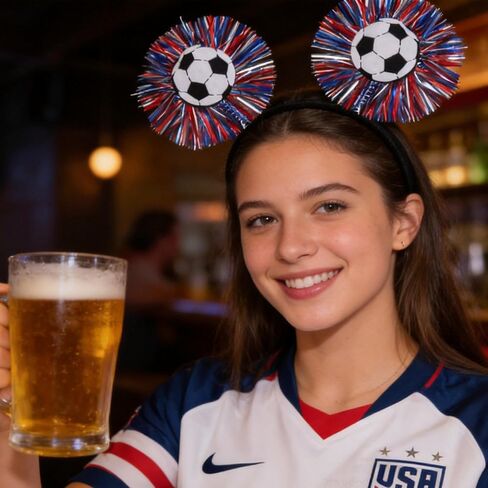 2 Pcs Soccer Elastic Headbands, Football Match Headband, Sports Themed Football Plastic Elastic Hair Accessories, Be Suitable for World Soccer Cup Party Hairband in Saudi Arabia