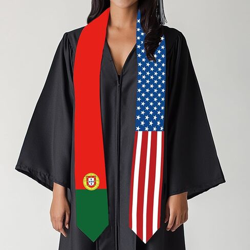 2026 Portugal Flag and USA Flag Graduation Stole Graduation Sash for International Student (Baccalaureate Gown and Hat Not Included) in Kuwait