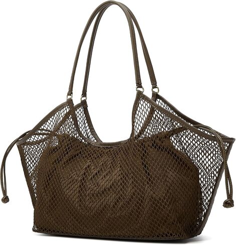 2 Pcs Crochet Tote Bag Women Mesh Summer Beach Bags Slouchy Shoulder Hobo Purse Large Vacation Travel Tote Handbags 2026 in Saudi Arabia