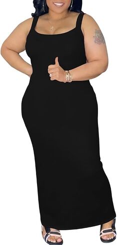 YeGine Women Plus Size Bodycon Maxi Dress Summer Slip Sexy Sleeveless Long Dresses in Saudi Arabia