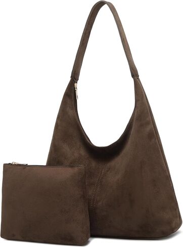 Slouchy Suede Hobo bag for Women Casual Shoulder Bag Soft Cresent Tote Purse Handbag Work Travel in Saudi Arabia