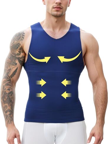 Mens Compression Shirt Tummy Control Shapewear for Gynecomastia Hide Belly Slimming Breathable Undershirt in Saudi Arabia