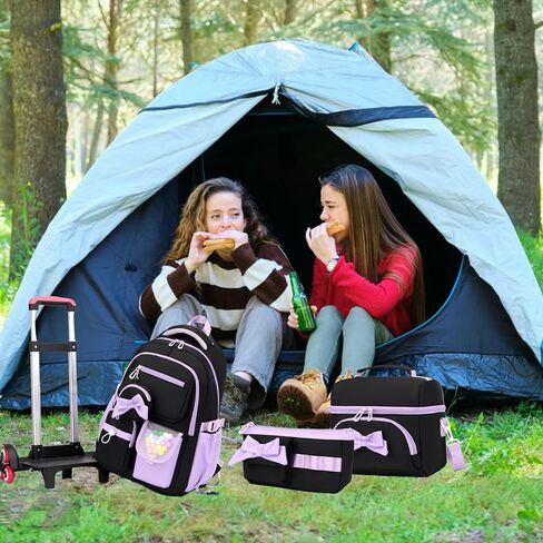 Rolling Backpack for Girls 3PCS Kids Backpack Set Cute Trolley Bags for Elementary Middle High School Wheeled Bookbags in Saudi Arabia