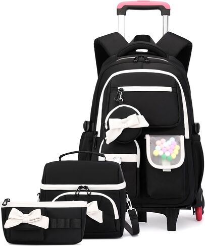 Rolling Backpack for Girls 3PCS Kids Backpack Set Cute Trolley Bags for Elementary Middle High School Wheeled Bookbags in Saudi Arabia