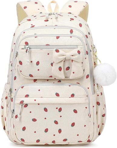 MUSEVOS School Backpack for Teen Girls, Cute Corduroy Backpack for Elementary Middle School with Multi-Pockets Black/Purple in Saudi Arabia