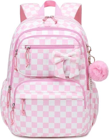 MUSEVOS School Backpack for Teen Girls, Cute Corduroy Backpack for Elementary Middle School with Multi-Pockets Black/Purple in Saudi Arabia