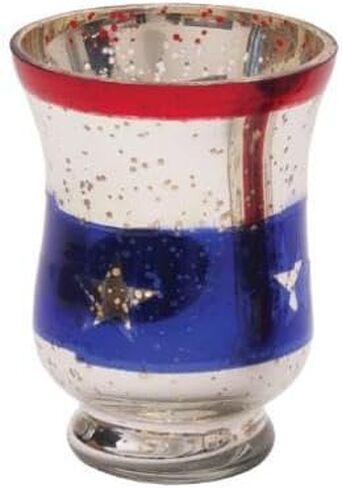 C&F Home Stars & Stripes Set of 2 Glass Votive Candle Holders 4.7" Versatile Summer Patriotic Independence Day 4th of July Patriotic Home Living Room End Table Fireplace Mantle Kitchen Dining Dinner in Saudi Arabia