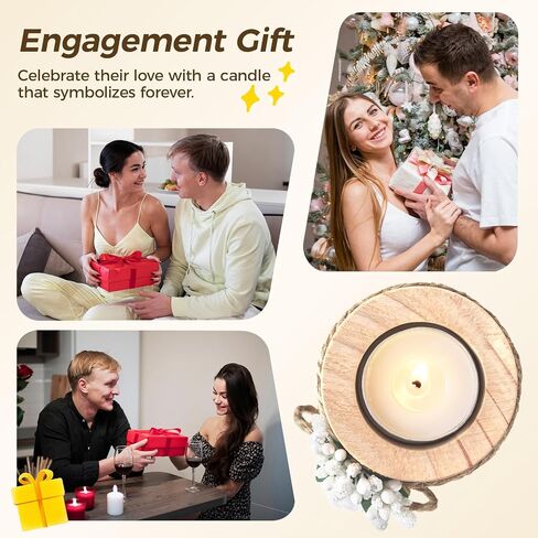 Engagement Gifts for Couples 2026 – Rustic Wooden Candle Holder with 4 Tealight Candles, Thoughtful Gift for the Bride to Be, Features Engaged 2026, Wedding Keepsake & Bridal Shower Favor in Saudi Arabia