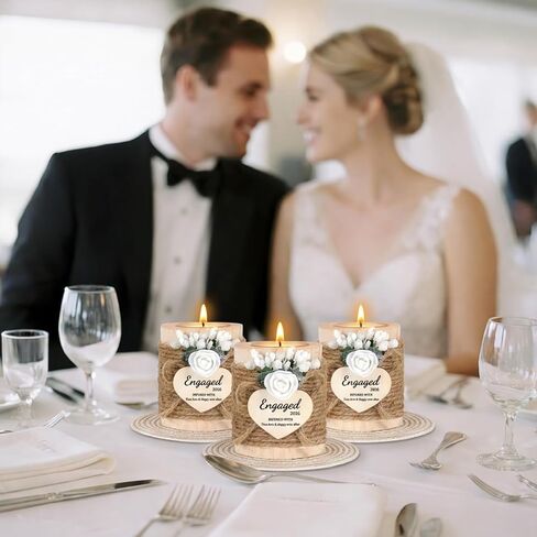 Engagement Gifts for Couples 2026 – Rustic Wooden Candle Holder with 4 Tealight Candles, Thoughtful Gift for the Bride to Be, Features Engaged 2026, Wedding Keepsake & Bridal Shower Favor in Saudi Arabia