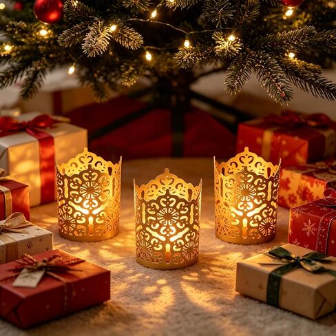Hosley Set of 3 Gold Diamond Cut Candle Holders 4 Inches High Elevate Your Space with Elegant Metal Candle Holders in a Value Pack in Saudi Arabia
