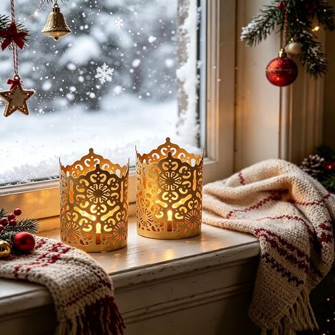 Hosley Set of 3 Gold Diamond Cut Candle Holders 4 Inches High Elevate Your Space with Elegant Metal Candle Holders in a Value Pack in Saudi Arabia