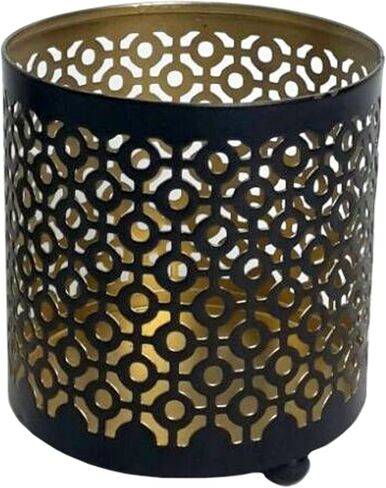Hosley Set of 3 Gold Diamond Cut Candle Holders 4 Inches High Elevate Your Space with Elegant Metal Candle Holders in a Value Pack in Saudi Arabia