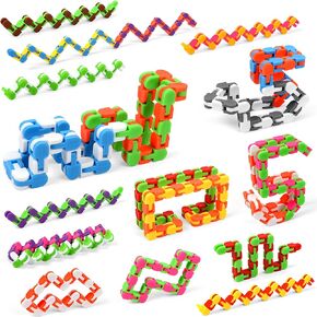 23 Pack 24 Links Wacky Tracks Snap and Click Fidget Toys,Fidget Snake Toy for Party Favors,Plastic Chains Finger Sensory Toys,Stress Relief Toys for Kids