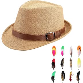 مجموعة قبعات بنما تريلبي الكلاسيكية للجنسين من فاليتو مع 12 قطعة من ريش القبعة in Kuwait