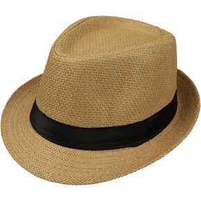 Straw Fedora Hat Wide Brim Summer Beach Sun Cap Panama Hat for Men Women