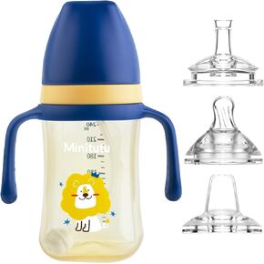 Weighted Straw Sippy Cup,Sippy Cup with Straw and Handles,Weighted Straw Trainer Cup,No-Spill Easy Grip Cup with Soft Flex Spout,with 3 Sippy Spouts for Baby and Toddlers (Yellow)