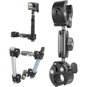 TELESIN° S2 مشبك تثبيت سريع الفك، حامل مشبك أنبوبي لمقود الدراجة النارية، ملحقات لـ GoPro 12 11 10 9 8 Insta360 X3 X4 GO3 Ace Pro DJI Action 3 4 Pocket 3