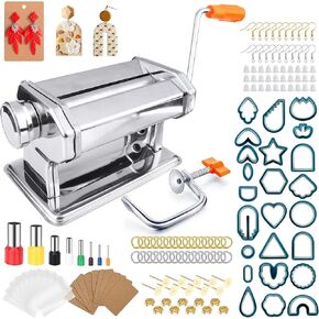 Polymer Clay Press Machine Mixers: Craft Clay Mixers Machine and 142pcs Plastic Cutter Clay Earring, Polymer Clay Cutter Kit for Jewelry Making, Polymer Clay Roller Machine for Clay Earring DIY Craft