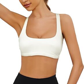 Strappy Sports Bras,Sports Bra for Women Cross Back Padded Sports Bra with Medium Support Removable Cup for Workout.