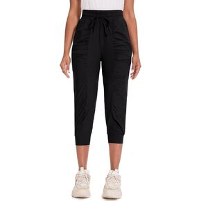 Safort Women's Joggers Capri Pants Sweatpants for Summer Lightweight Workout Casual Pants with Pleated Design