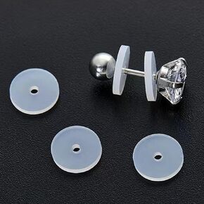 50~100Pcs Silicone Earring Backs Stopper for Piercings, Clear Discs Stabilizer Pads for Healing Non Pull Piercing Discs, 7mm Earlobe Support Patches (50 pcs)