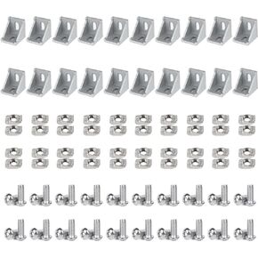 20Sets 15 Series Connector 1515 Aluminum Extrusion Corner Piece with 20PCS 15 Series Corner Bracket 1.5 Extruded Aluminum Connectors 40PCS Screws 1515 T Nut