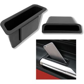CHRYMUM 2PCS Car Side Door Storage Box, Car Interior Phone Container Accessories, ABS Side Armrest Phone Pocket Organizer, Door Side Storage Box Handle Pocket Armrest Suitable for Mustang 2015-2022