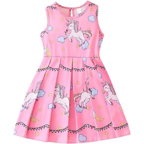 Little Girls Summer Dress Sleeveless Unicorn Cute Prints Kids Toddler Cartoon Pattern Clothing Princess Dresses
