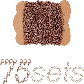 SUNNYCLUE 33Feet Copper Rolo Chains Link Spool Bulk Necklace Width 5mm for Women Jewelry Necklace Bracelet Pendant Making